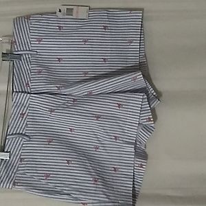 Nautica Women Blue and White Stripe Shorts